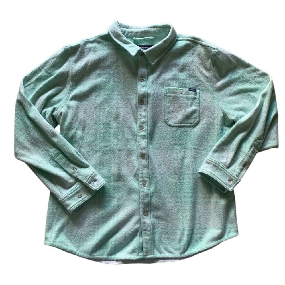 Chubbies Flannel Shirt Mens Large Mint Green Regular Fit Soft Fleece Gorpcore